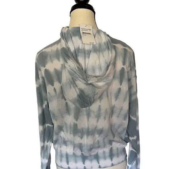 John + Jenn blue wash tie dye knit sweatshirt 100% cotton drawstring hoodie sz S - Picture 4 of 11